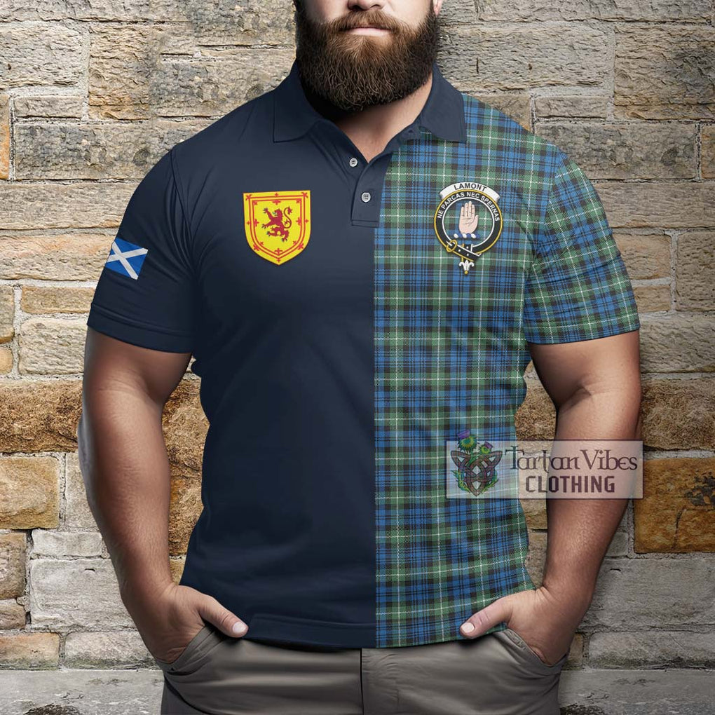 Tartan Vibes Clothing Lamont Ancient Tartan Polo Shirt with Scottish Lion Royal Arm Half Style