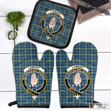 Lamont Ancient Tartan Combo Oven Mitt & Pot-Holder with Family Crest