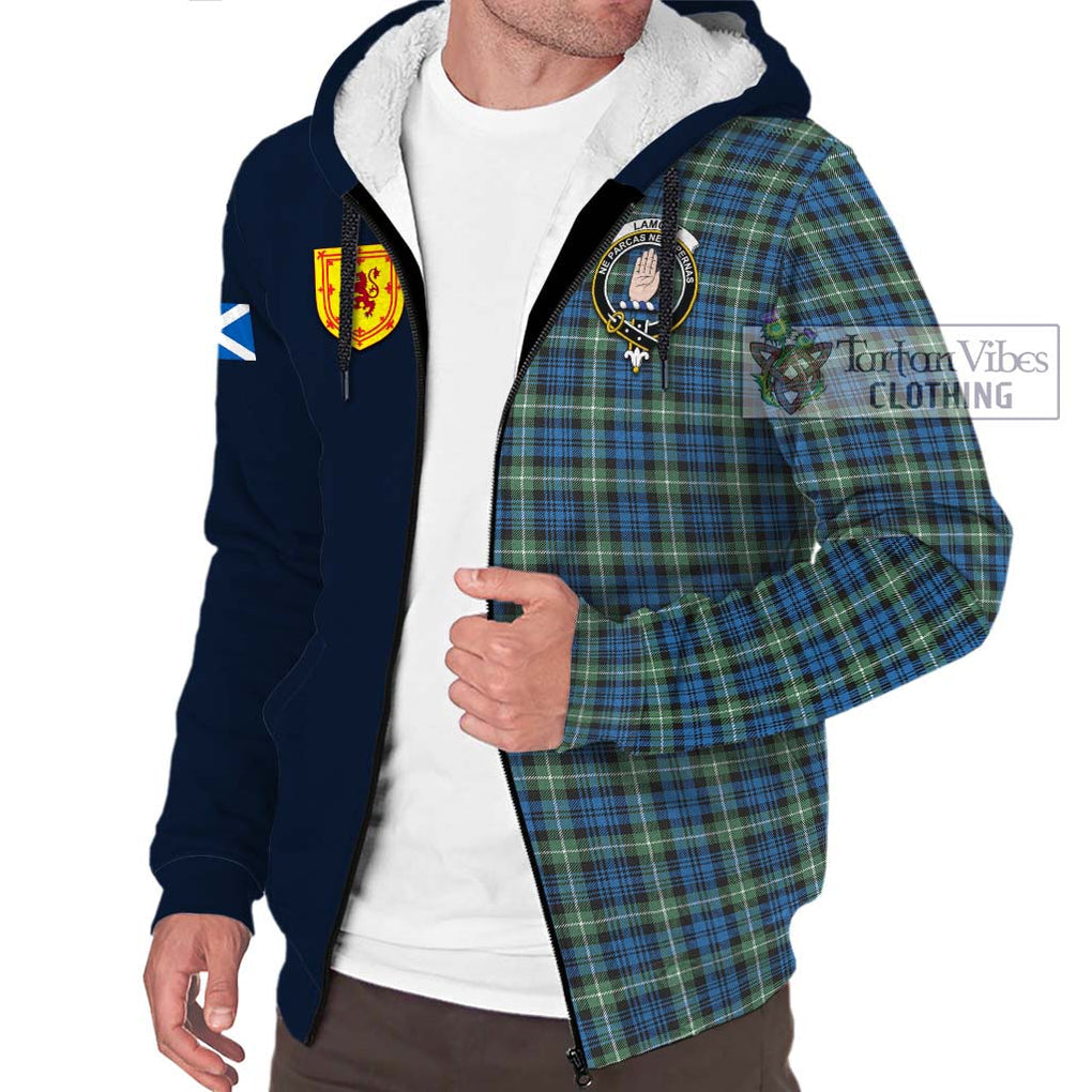 Tartan Vibes Clothing Lamont Ancient Tartan Sherpa Hoodie with Scottish Lion Royal Arm Half Style