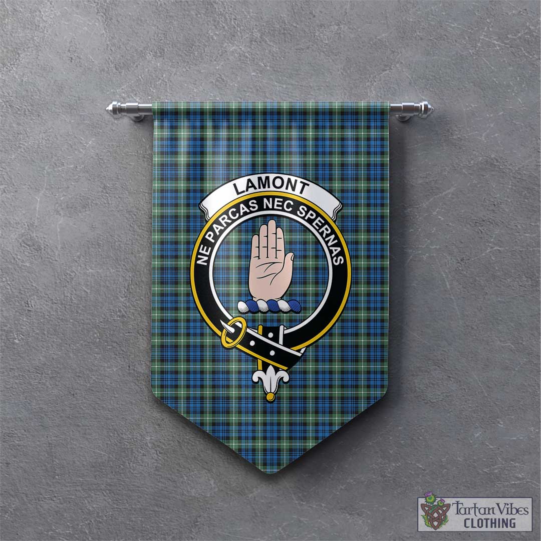 Tartan Vibes Clothing Lamont Ancient Tartan Gonfalon, Tartan Banner with Family Crest