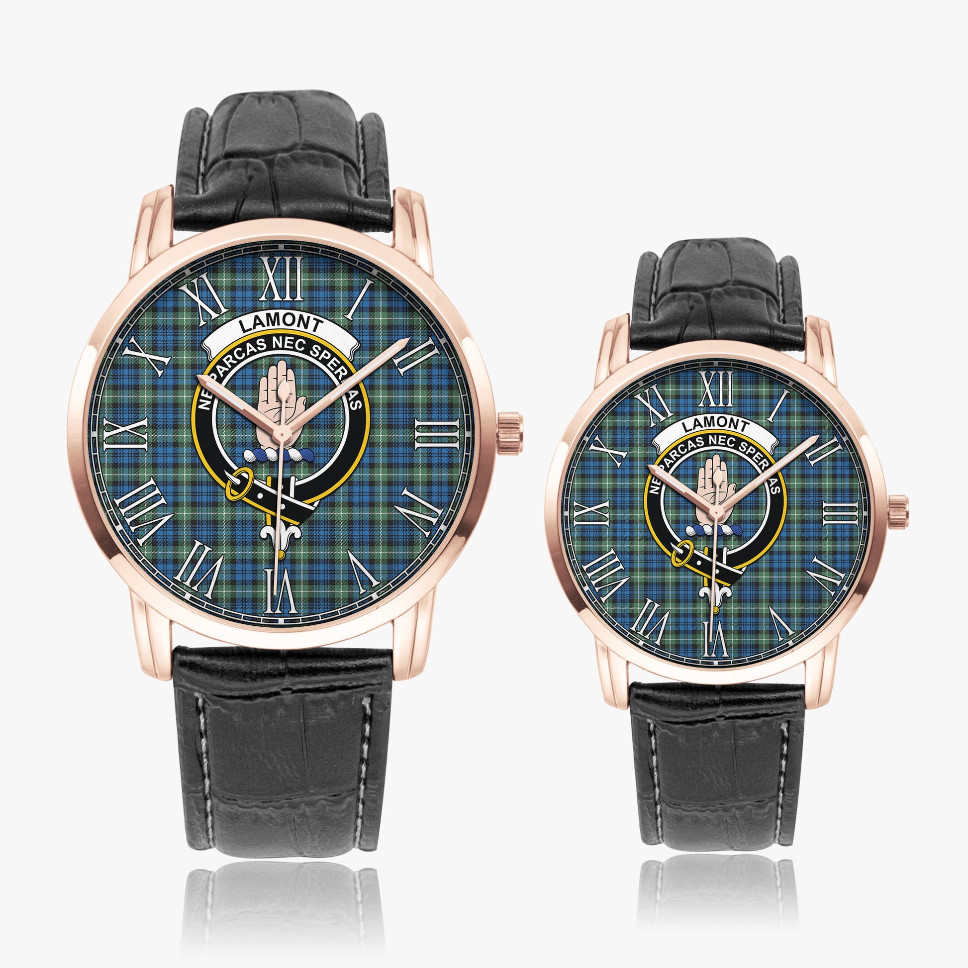 Lamont Ancient Tartan Family Crest Leather Strap Quartz Watch - Tartanvibesclothing