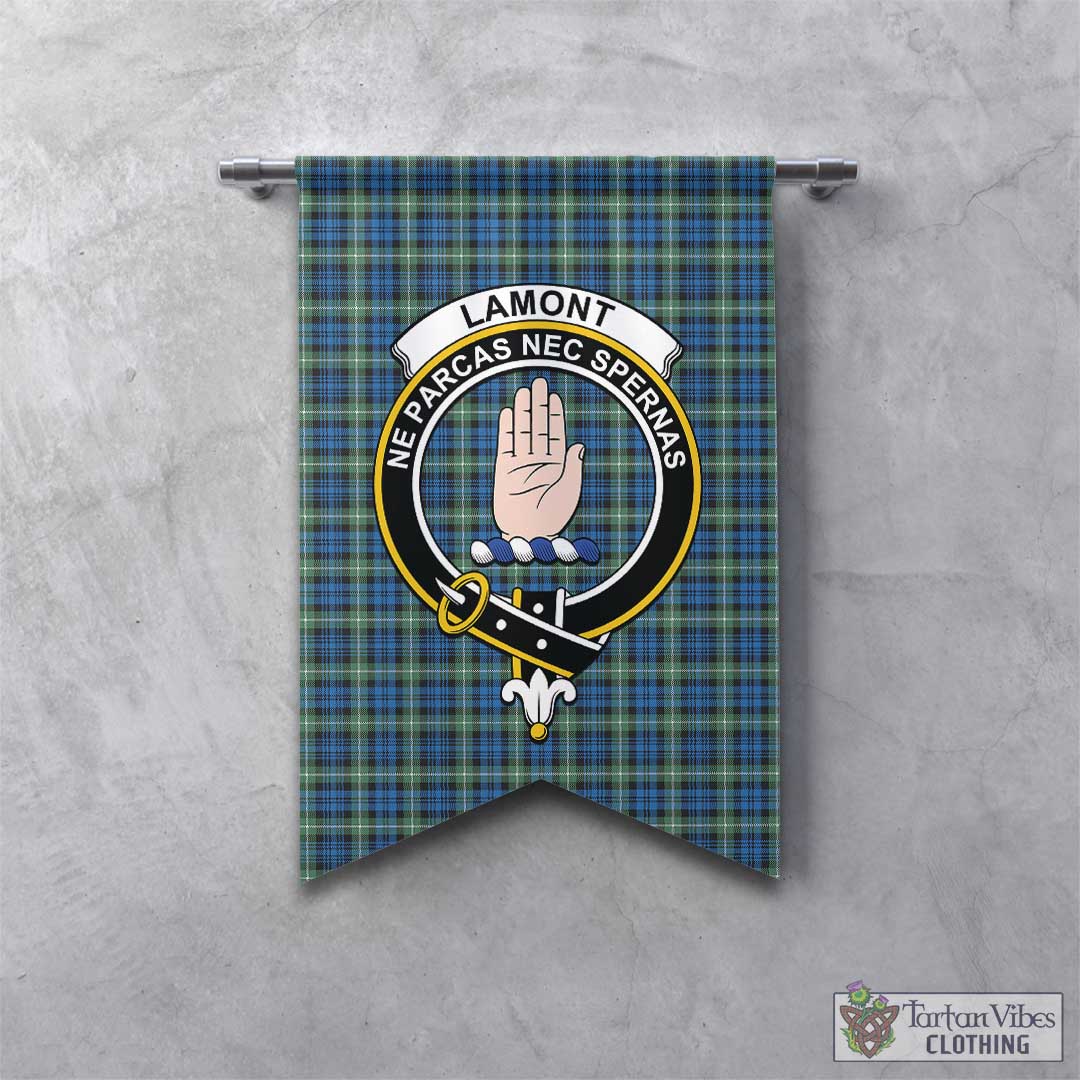 Tartan Vibes Clothing Lamont Ancient Tartan Gonfalon, Tartan Banner with Family Crest