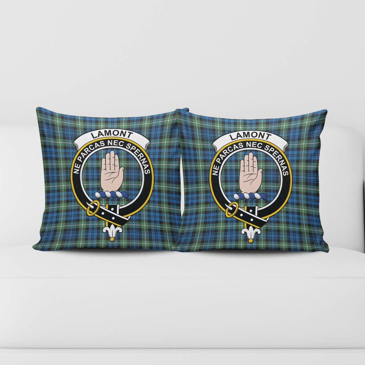 Lamont Ancient Tartan Pillow Cover with Family Crest - Tartanvibesclothing