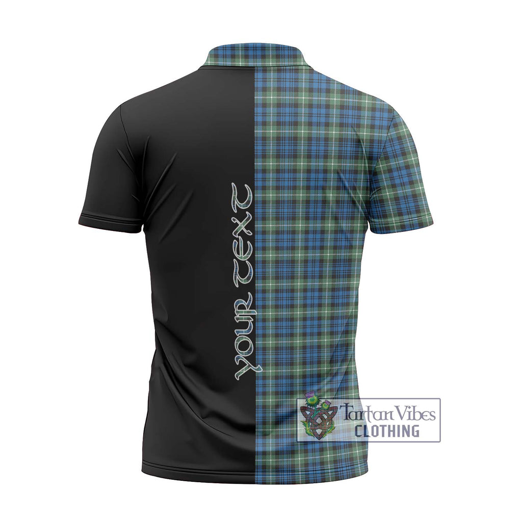 Lamont Ancient Tartan Zipper Polo Shirt with Family Crest and Half Of Me Style - Tartanvibesclothing Shop