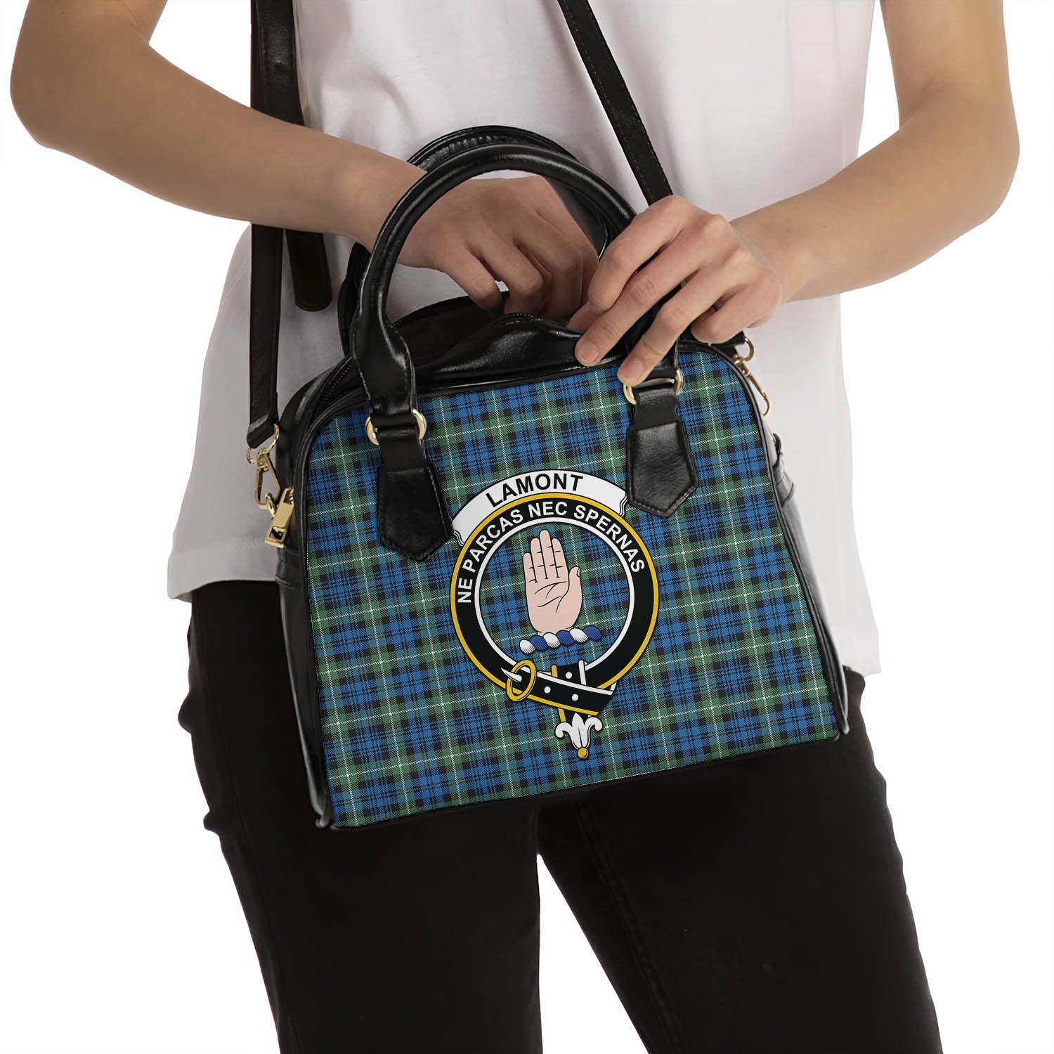 Lamont Ancient Tartan Shoulder Handbags with Family Crest - Tartanvibesclothing