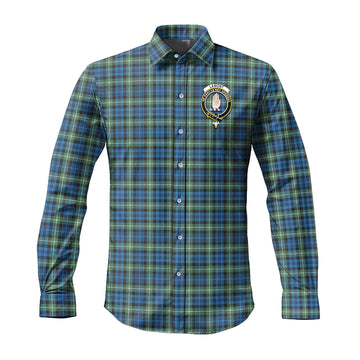 Lamont Ancient Tartan Long Sleeve Button Up Shirt with Family Crest