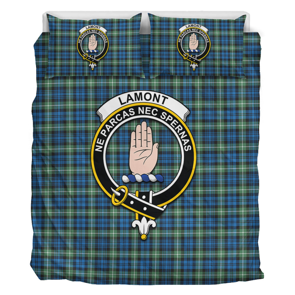 Lamont Ancient Tartan Bedding Set with Family Crest - Tartan Vibes Clothing