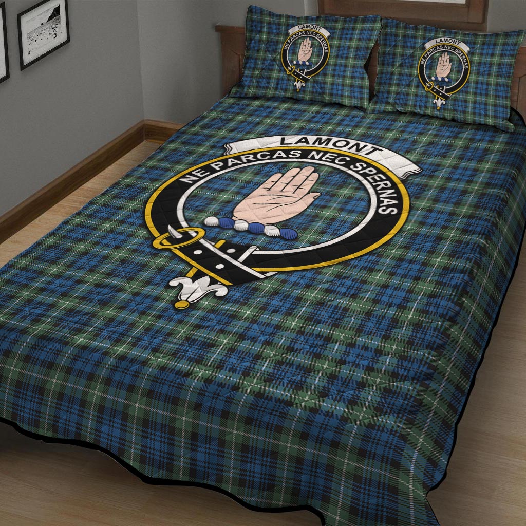 Lamont Ancient Tartan Quilt Bed Set with Family Crest - Tartan Vibes Clothing