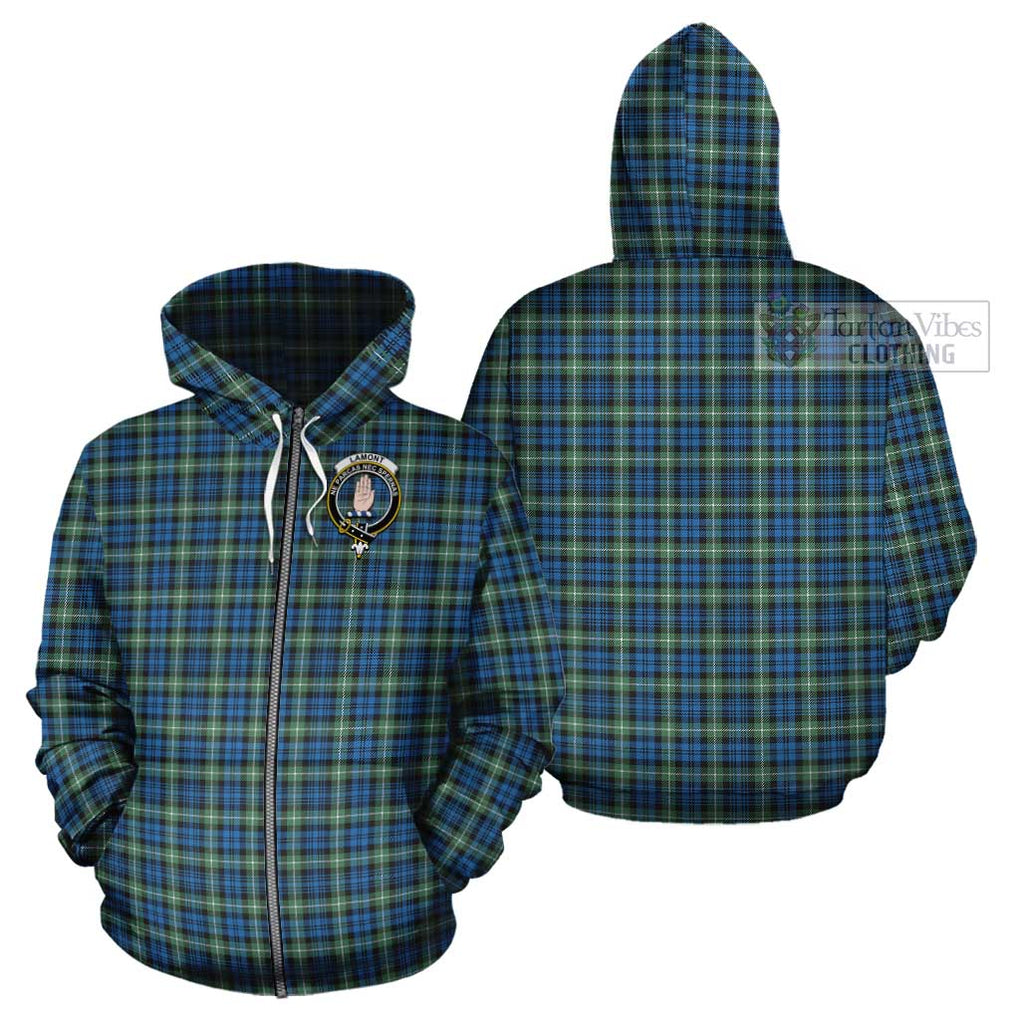 Lamont Ancient Tartan Cotton Hoodie with Family Crest Zip Hoodie - Tartan Vibes Clothing