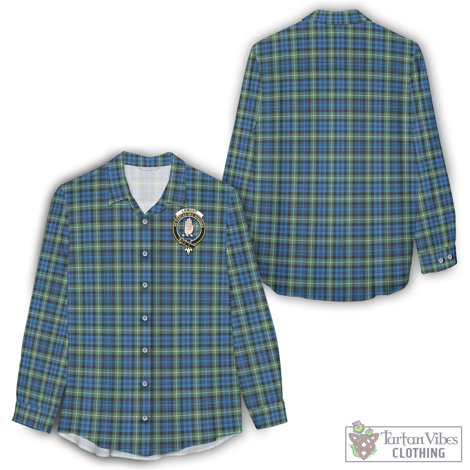 Tartan Vibes Clothing Lamont Ancient Tartan Womens Casual Shirt with Family Crest