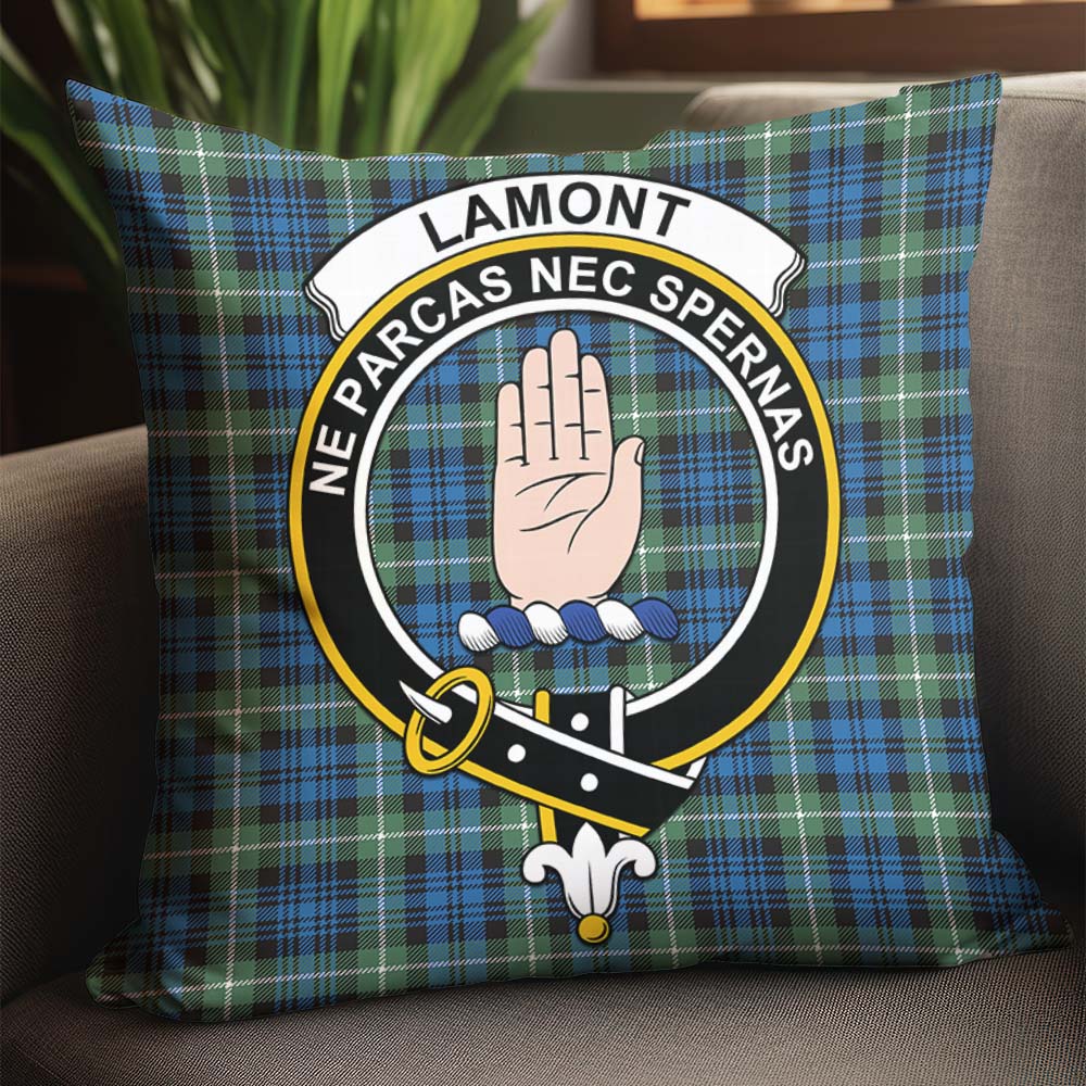 Lamont Ancient Tartan Pillow Cover with Family Crest - Tartanvibesclothing