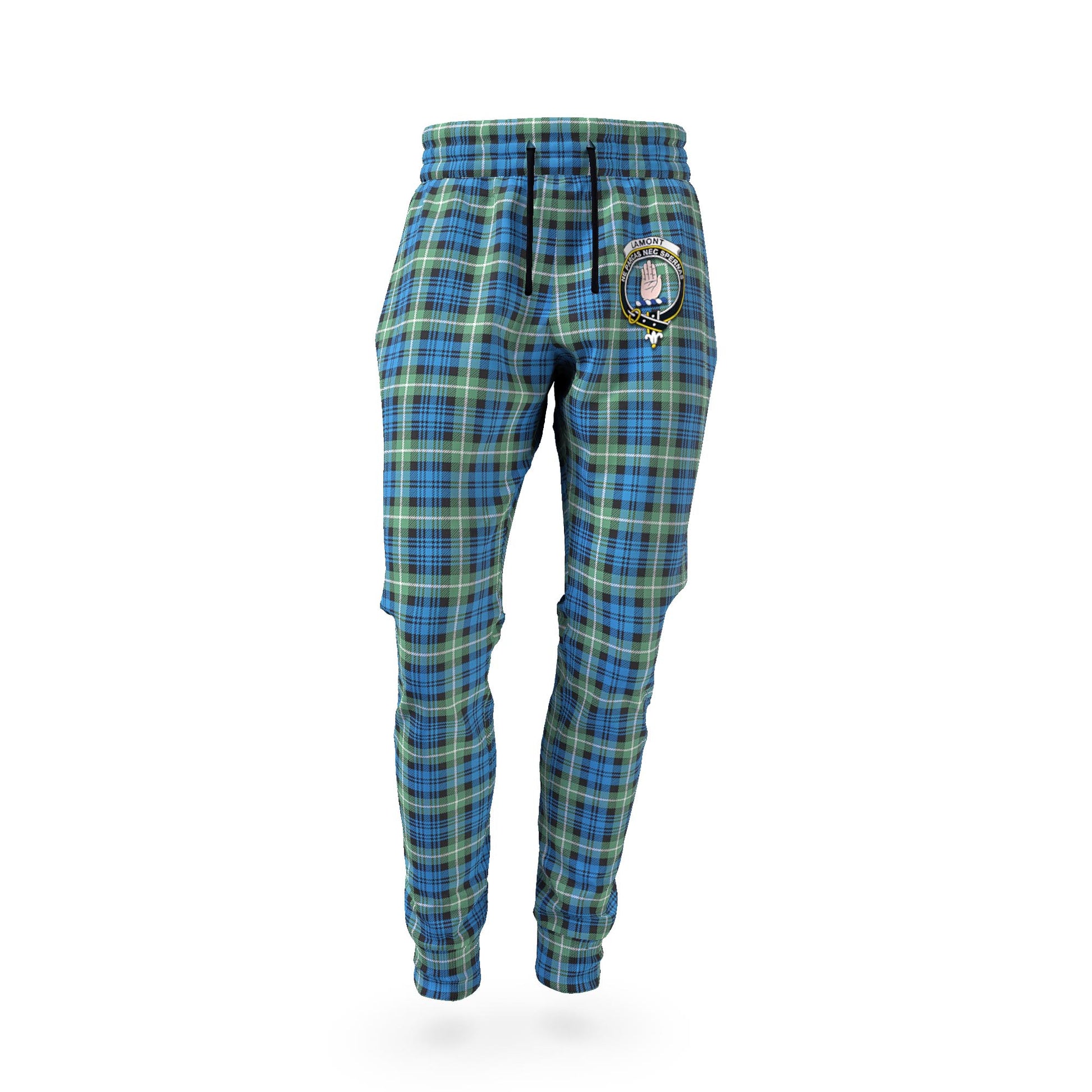 Lamont Ancient Tartan Joggers Pants with Family Crest - Tartan Vibes Clothing