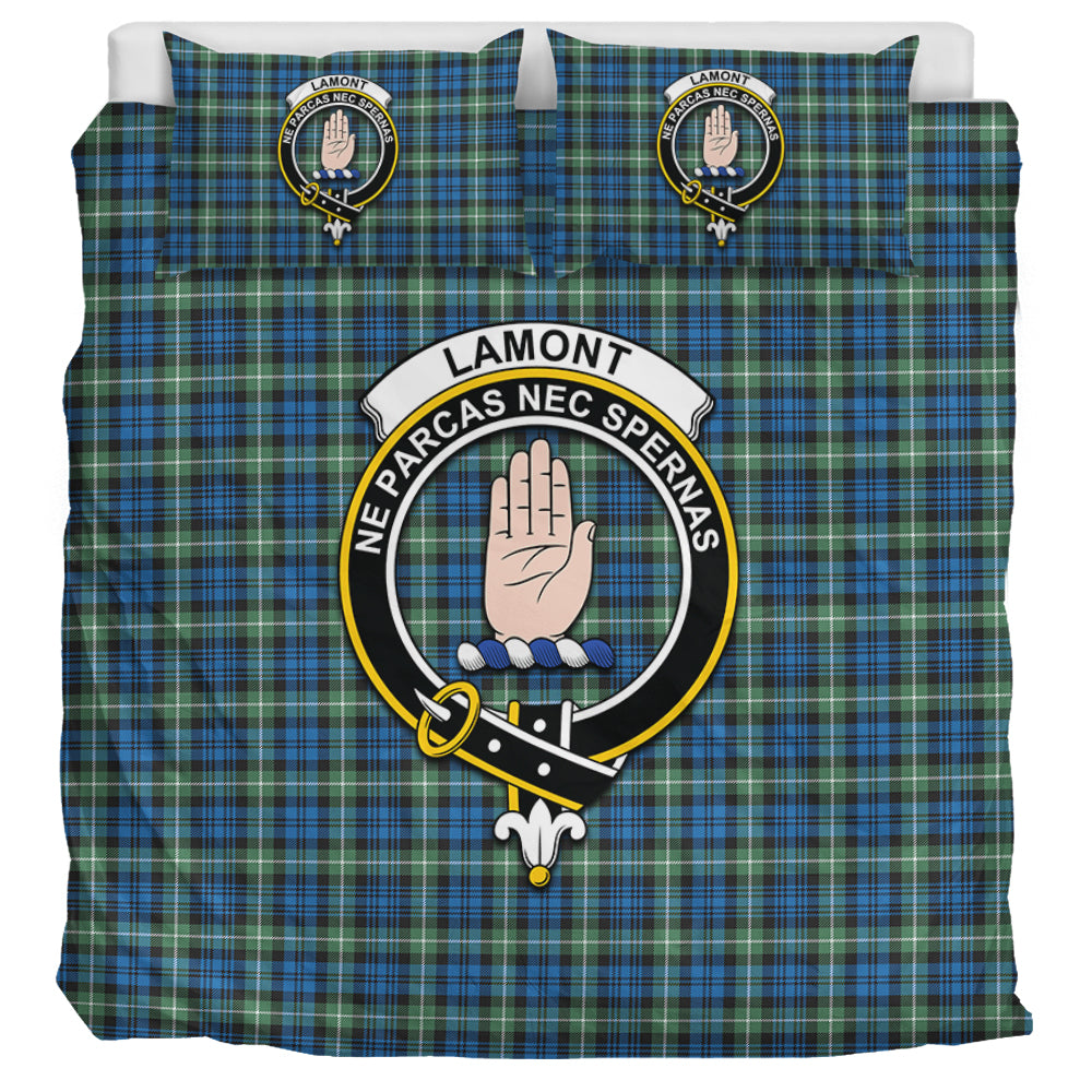 Lamont Ancient Tartan Bedding Set with Family Crest UK Bedding Set UK Super King 104*94 inch - Tartan Vibes Clothing