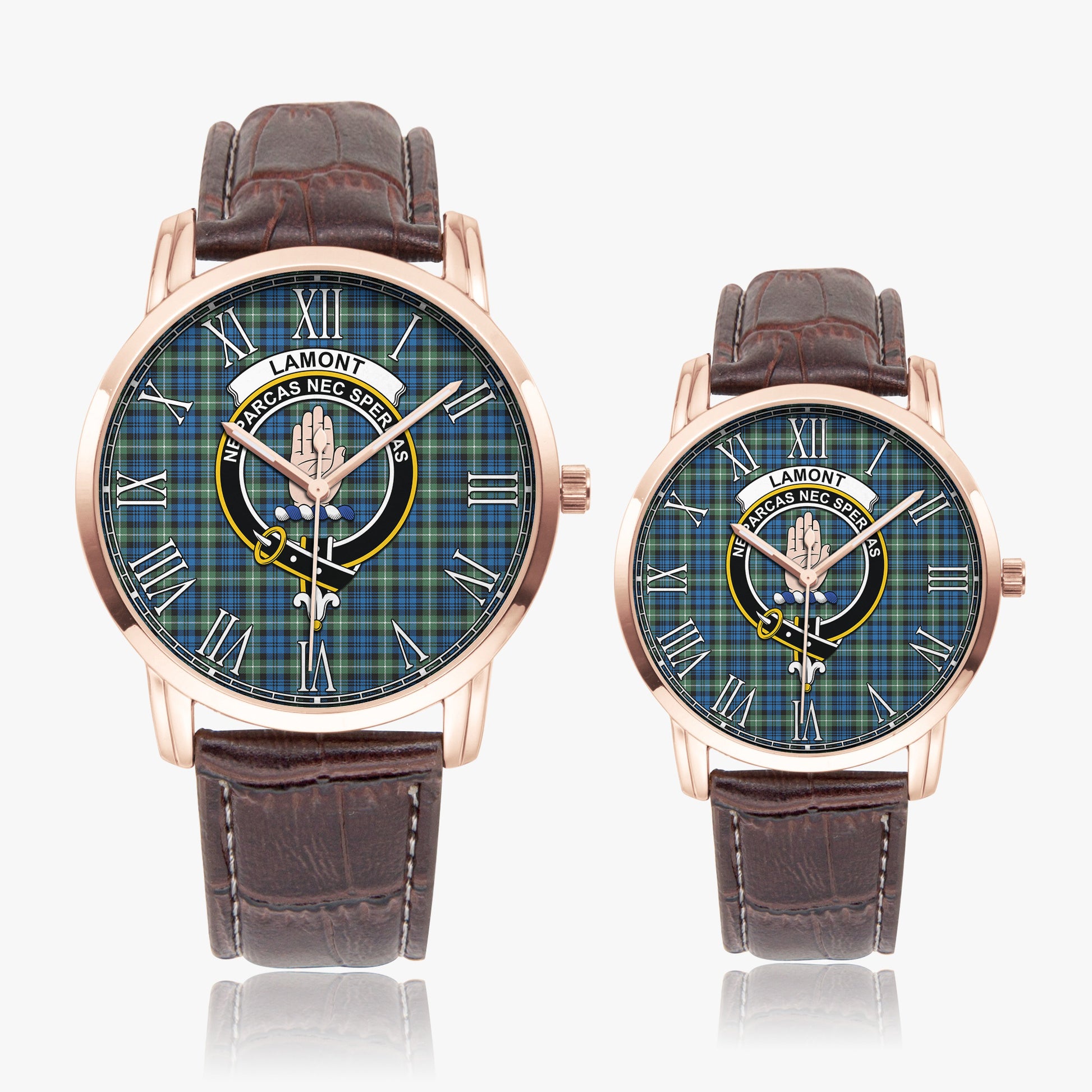 Lamont Ancient Tartan Family Crest Leather Strap Quartz Watch - Tartanvibesclothing