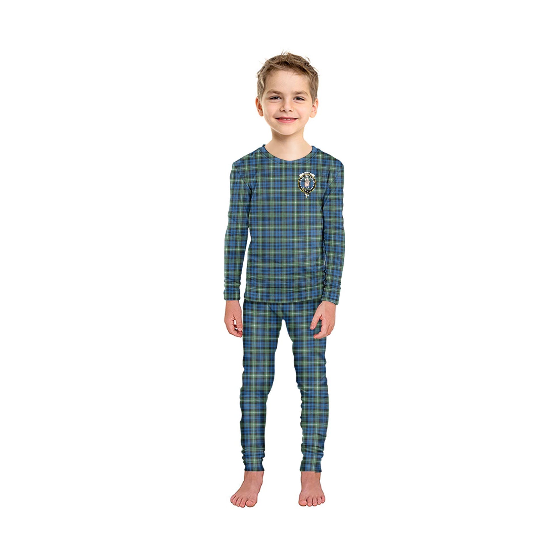 Lamont Ancient Tartan Pajamas Family Set with Family Crest - Tartanvibesclothing