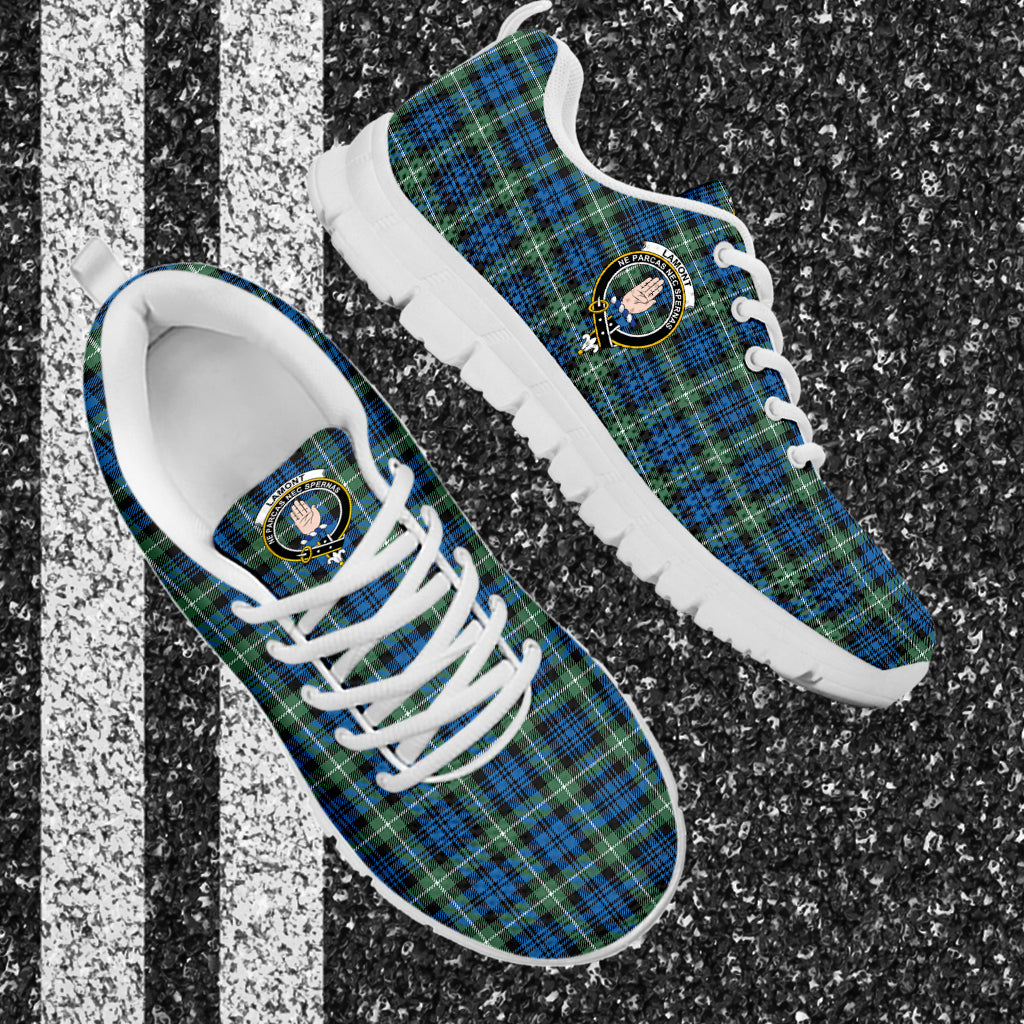 Lamont Ancient Tartan Sneakers with Family Crest - Tartan Vibes Clothing