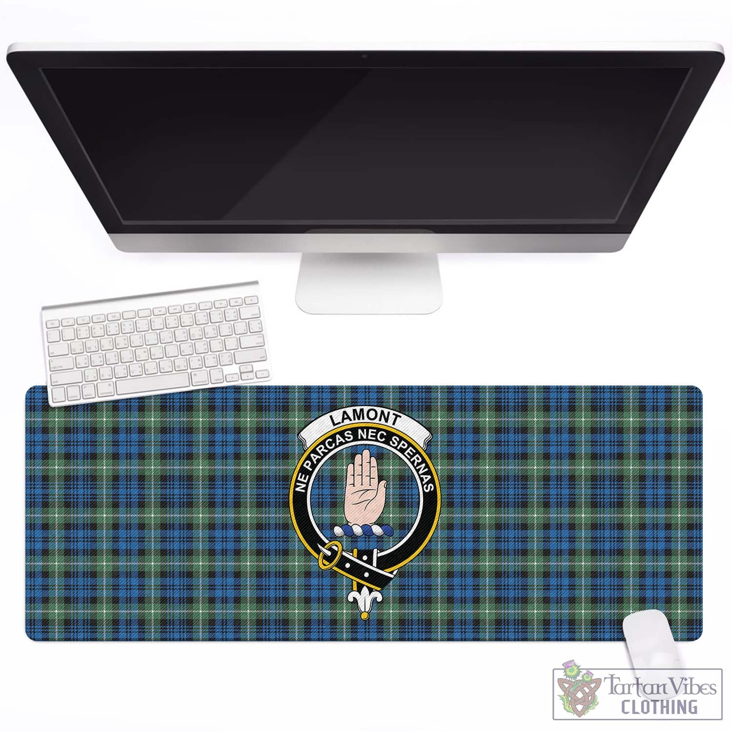 Tartan Vibes Clothing Lamont Ancient Tartan Mouse Pad with Family Crest