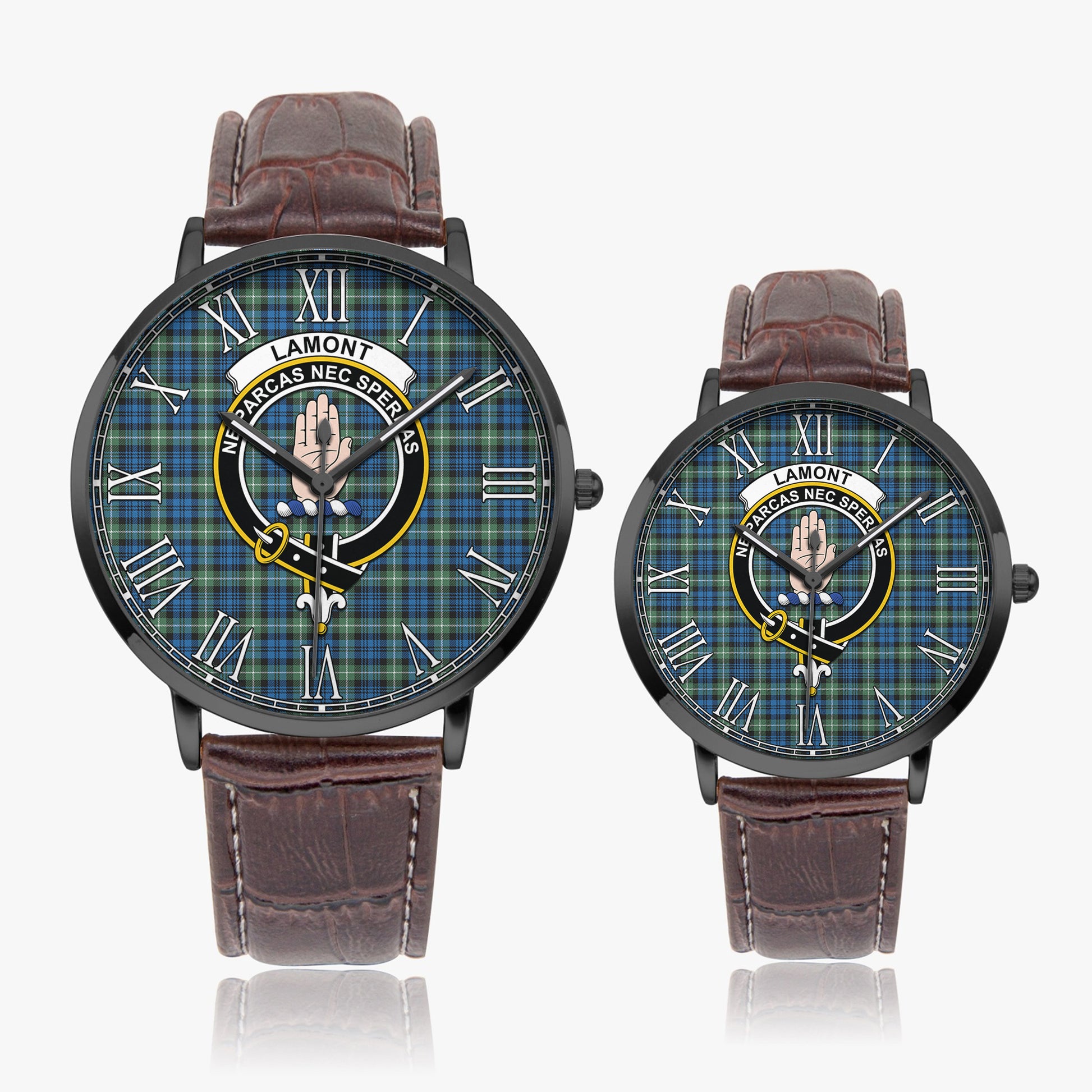 Lamont Ancient Tartan Family Crest Leather Strap Quartz Watch - Tartanvibesclothing