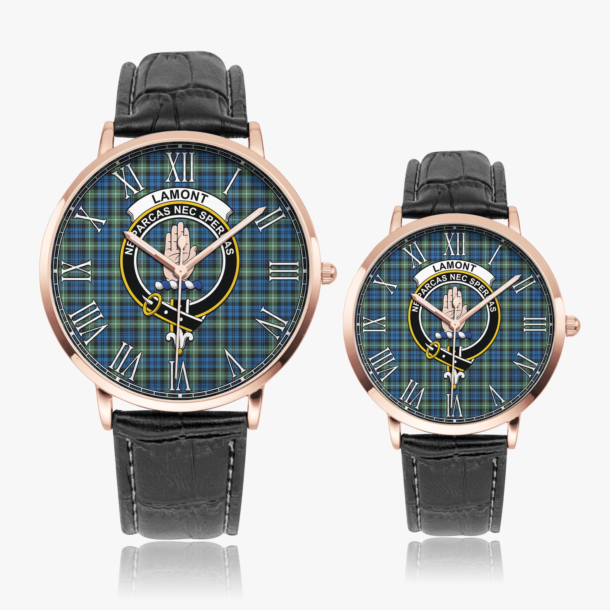 Lamont Ancient Tartan Family Crest Leather Strap Quartz Watch - Tartanvibesclothing