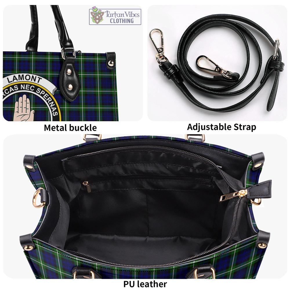 Tartan Vibes Clothing Lamont Modern Tartan Luxury Leather Handbags with Family Crest