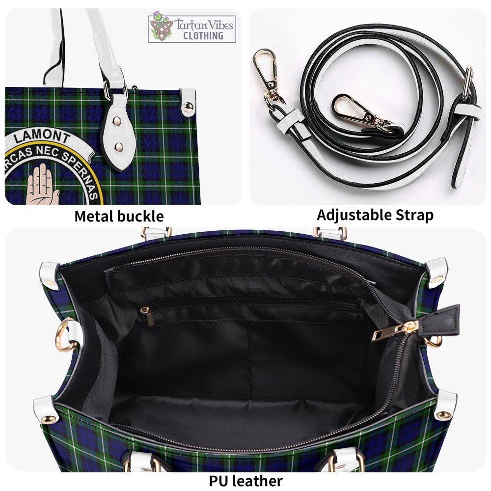 Tartan Vibes Clothing Lamont Modern Tartan Luxury Leather Handbags with Family Crest