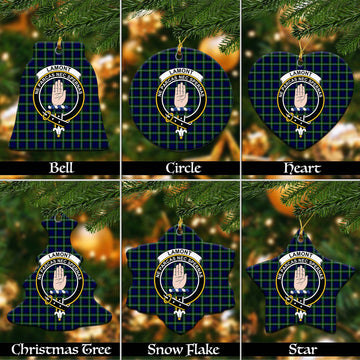 Lamont Modern Tartan Christmas Ceramic Ornaments with Family Crest