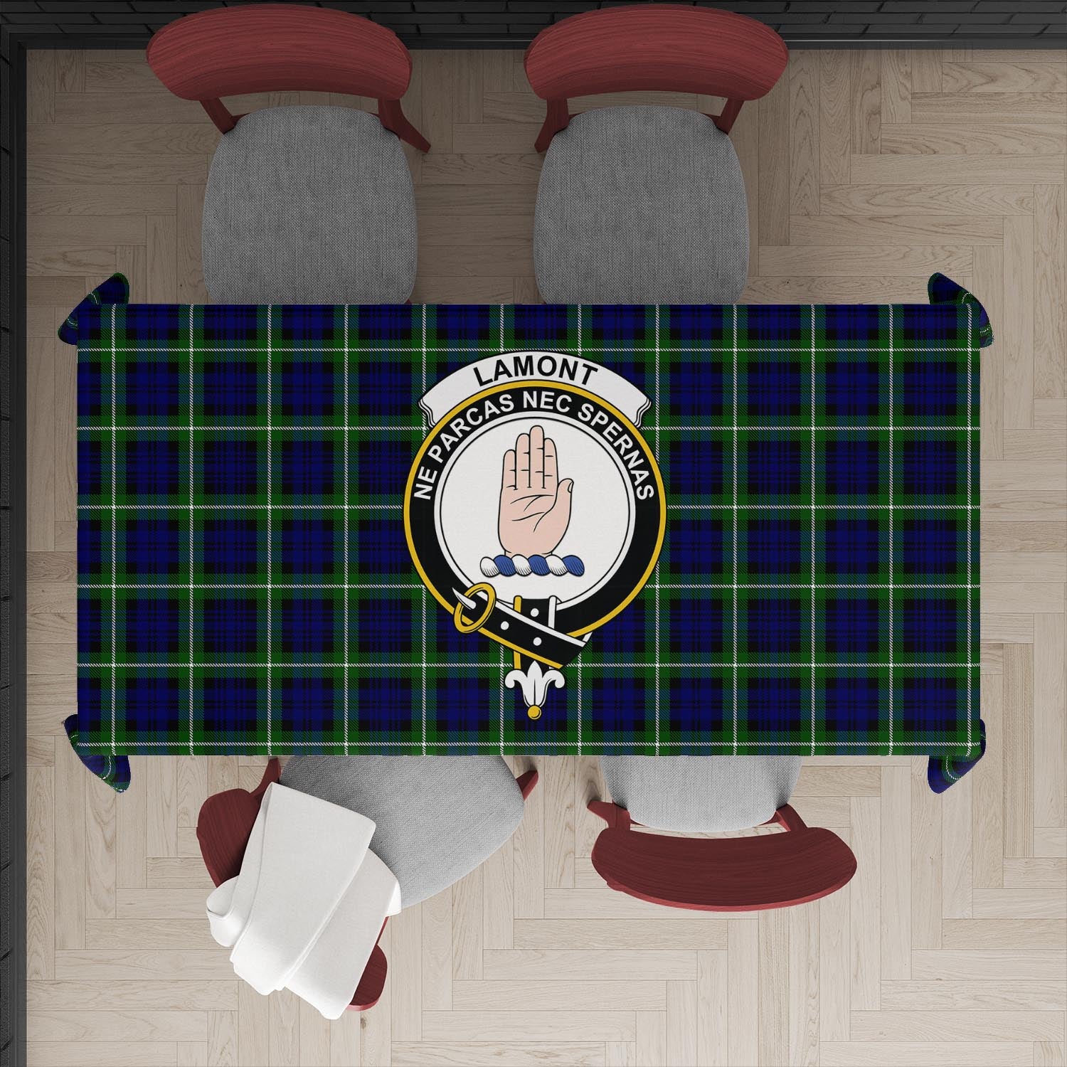 lamont-modern-tatan-tablecloth-with-family-crest