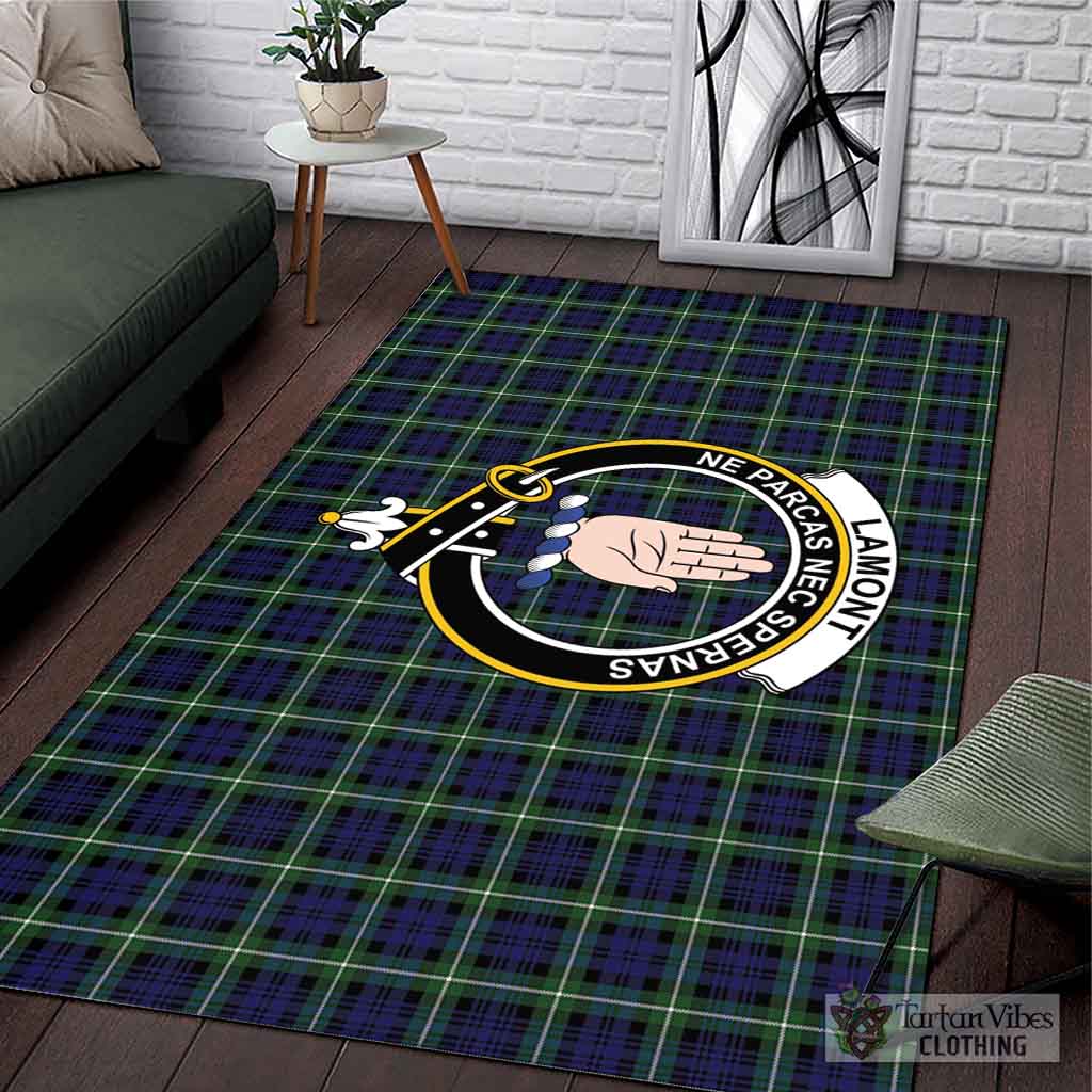 Tartan Vibes Clothing Lamont Modern Tartan Area Rug with Family Crest