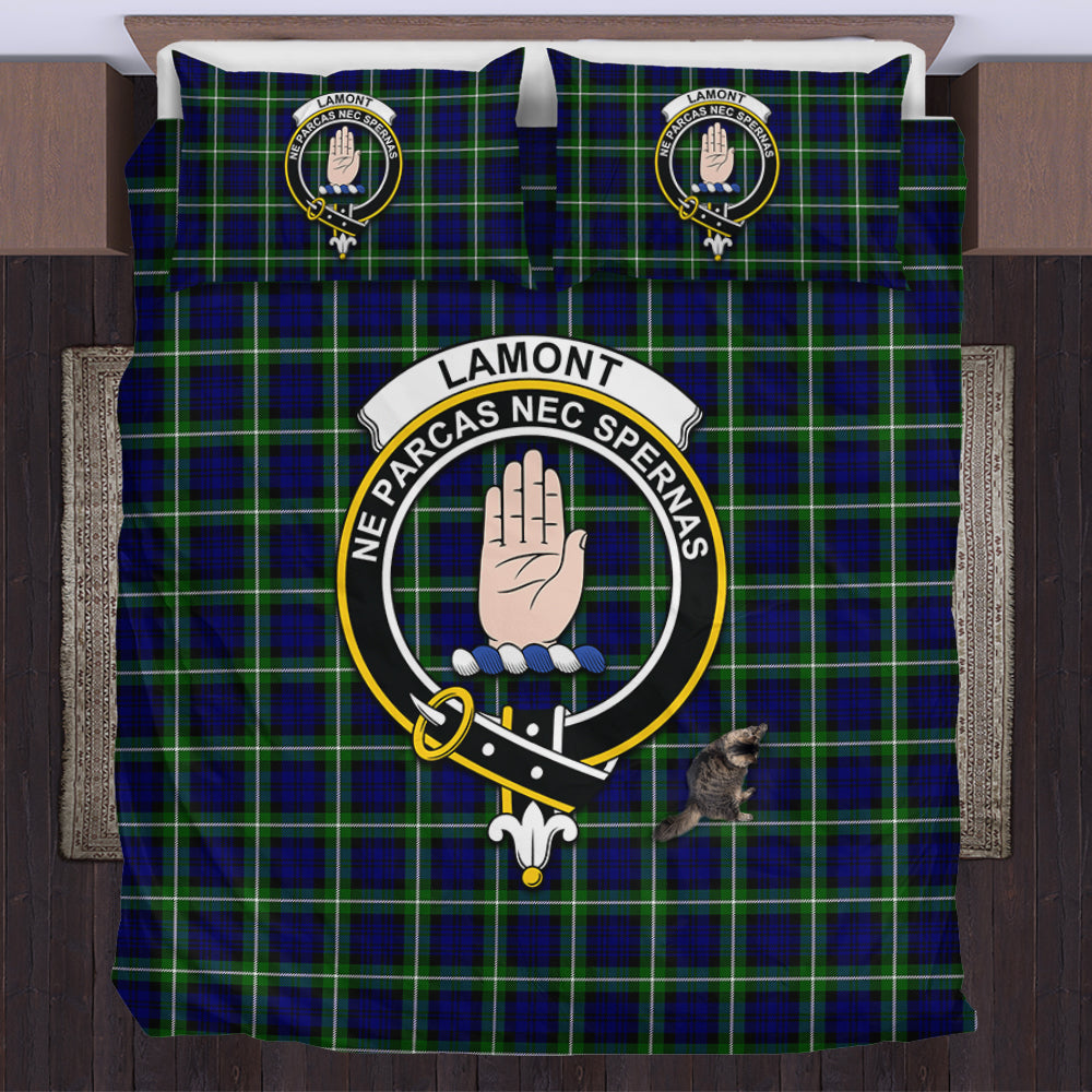 Lamont Modern Tartan Bedding Set with Family Crest US Bedding Set - Tartan Vibes Clothing