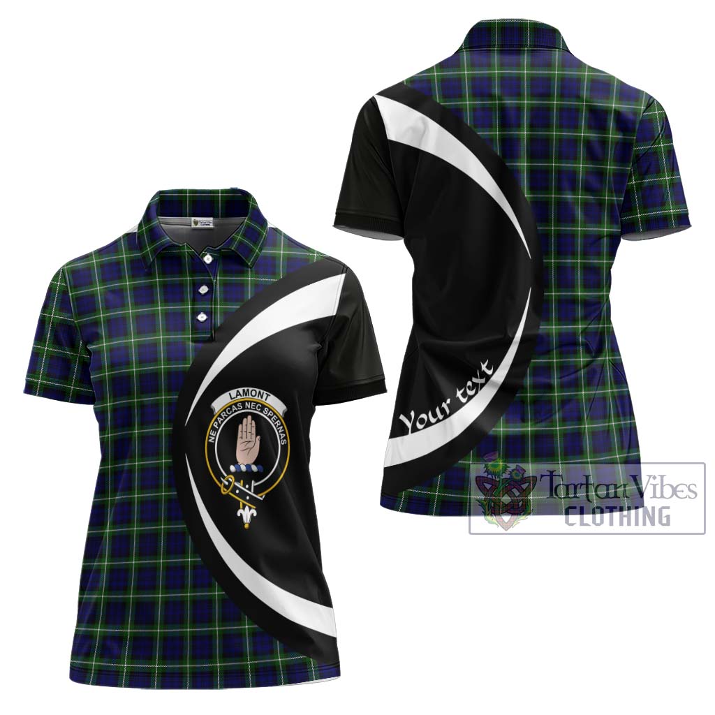 Lamont Modern Tartan Women's Polo Shirt with Family Crest Circle Style Women - Tartan Vibes Clothing