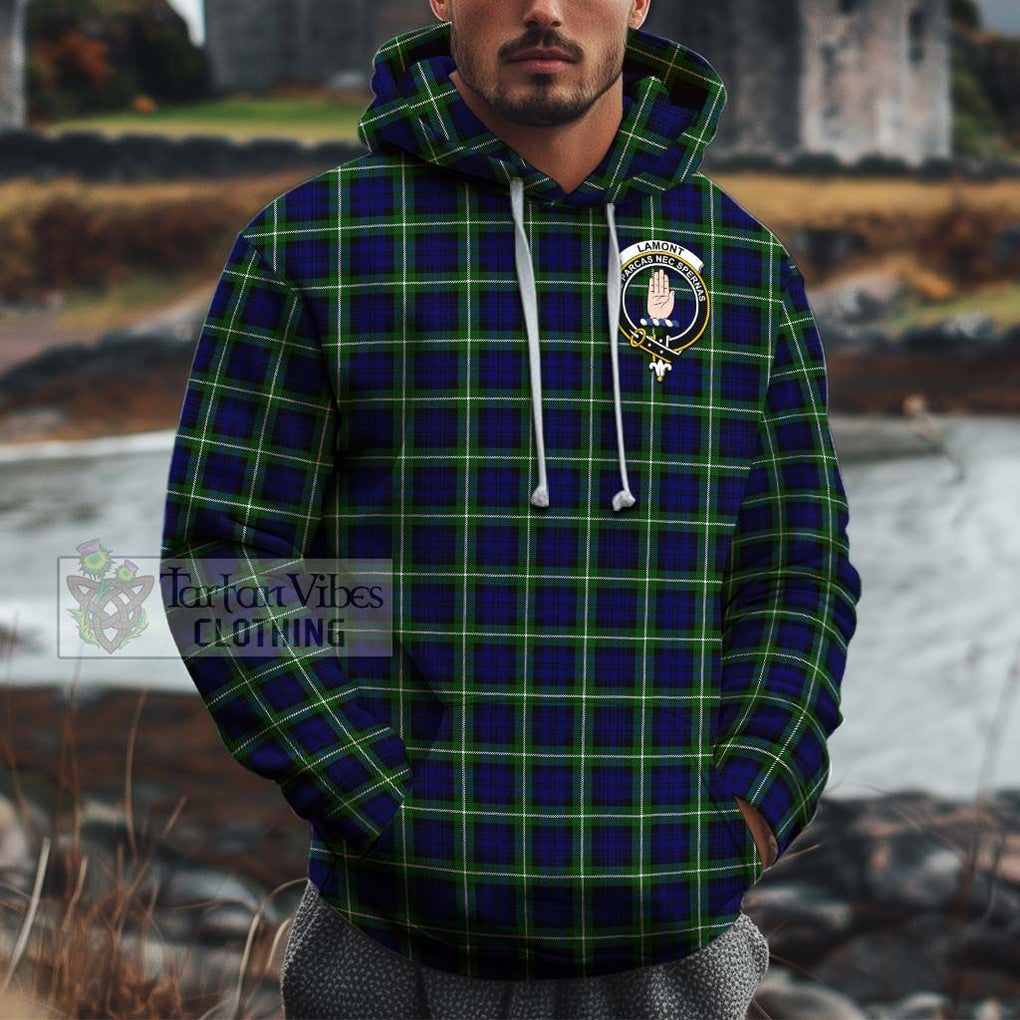 Lamont Modern Tartan Cotton Hoodie with Family Crest Pullover Hoodie XS - Tartan Vibes Clothing