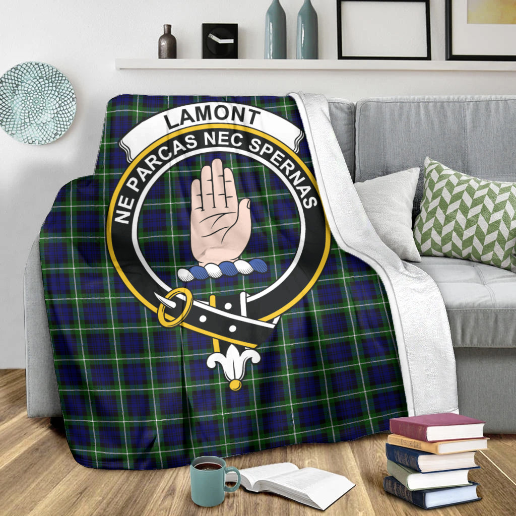 lamont-modern-tartab-blanket-with-family-crest