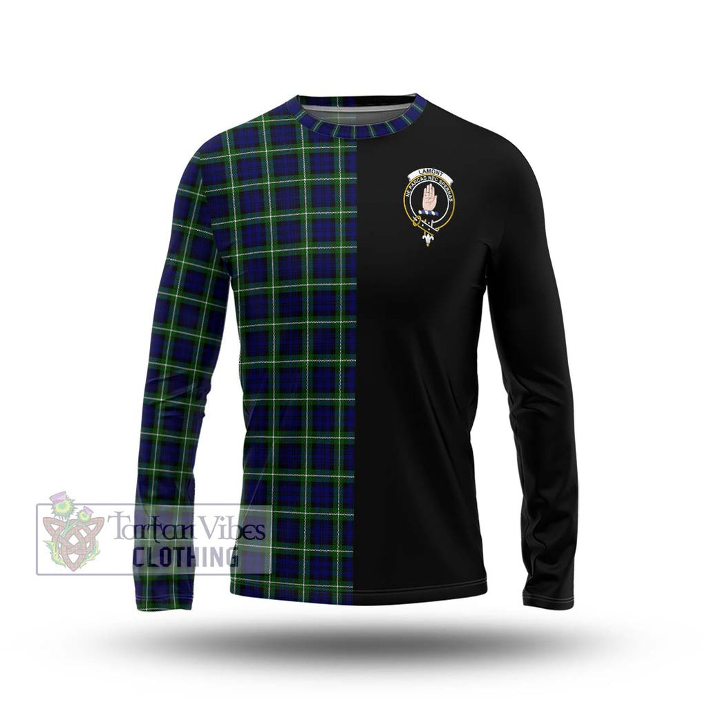 Lamont Modern Tartan Long Sleeve T-Shirt with Family Crest and Half Of Me Style Unisex - Tartanvibesclothing Shop