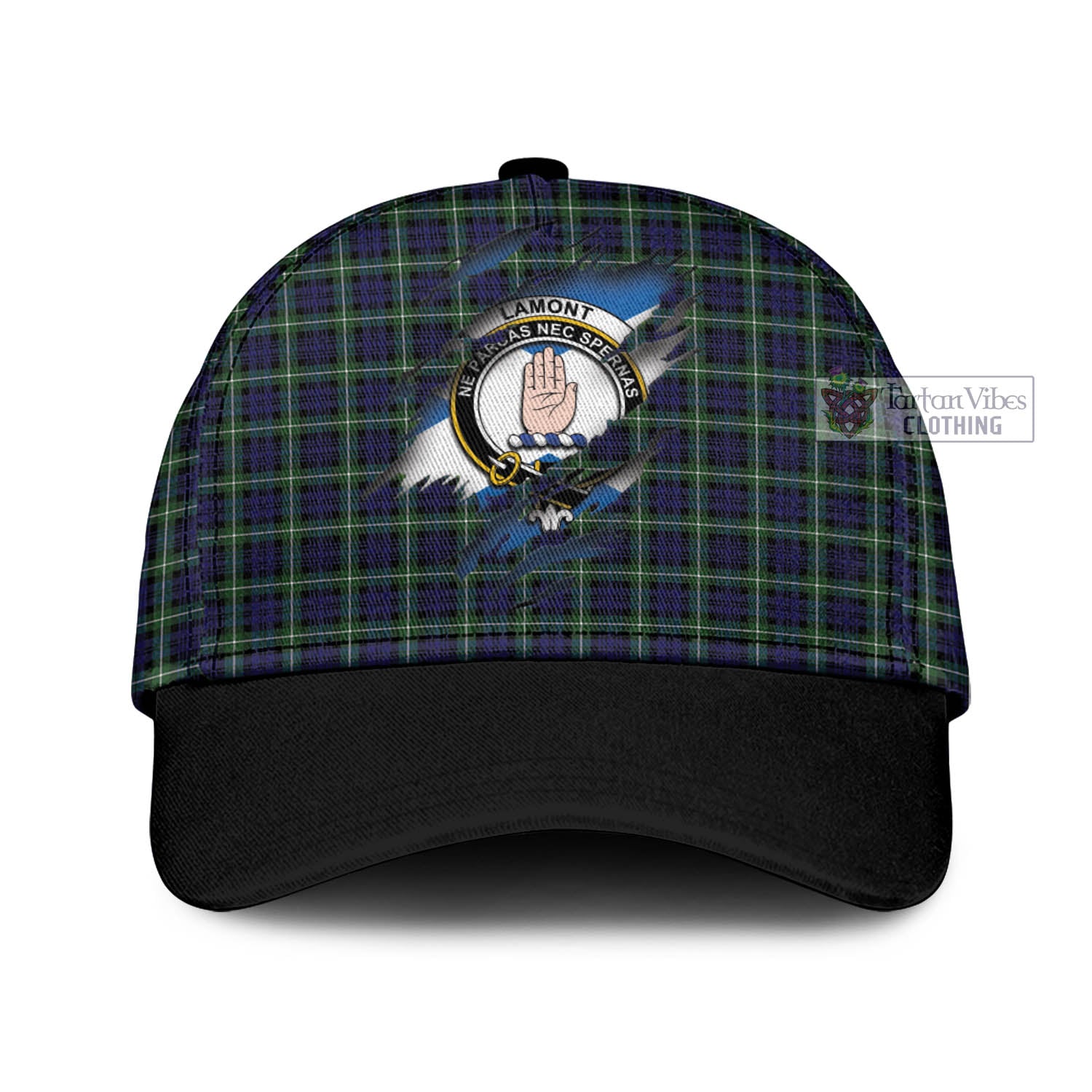 Tartan Vibes Clothing Lamont Modern Tartan Classic Cap with Family Crest In Me Style