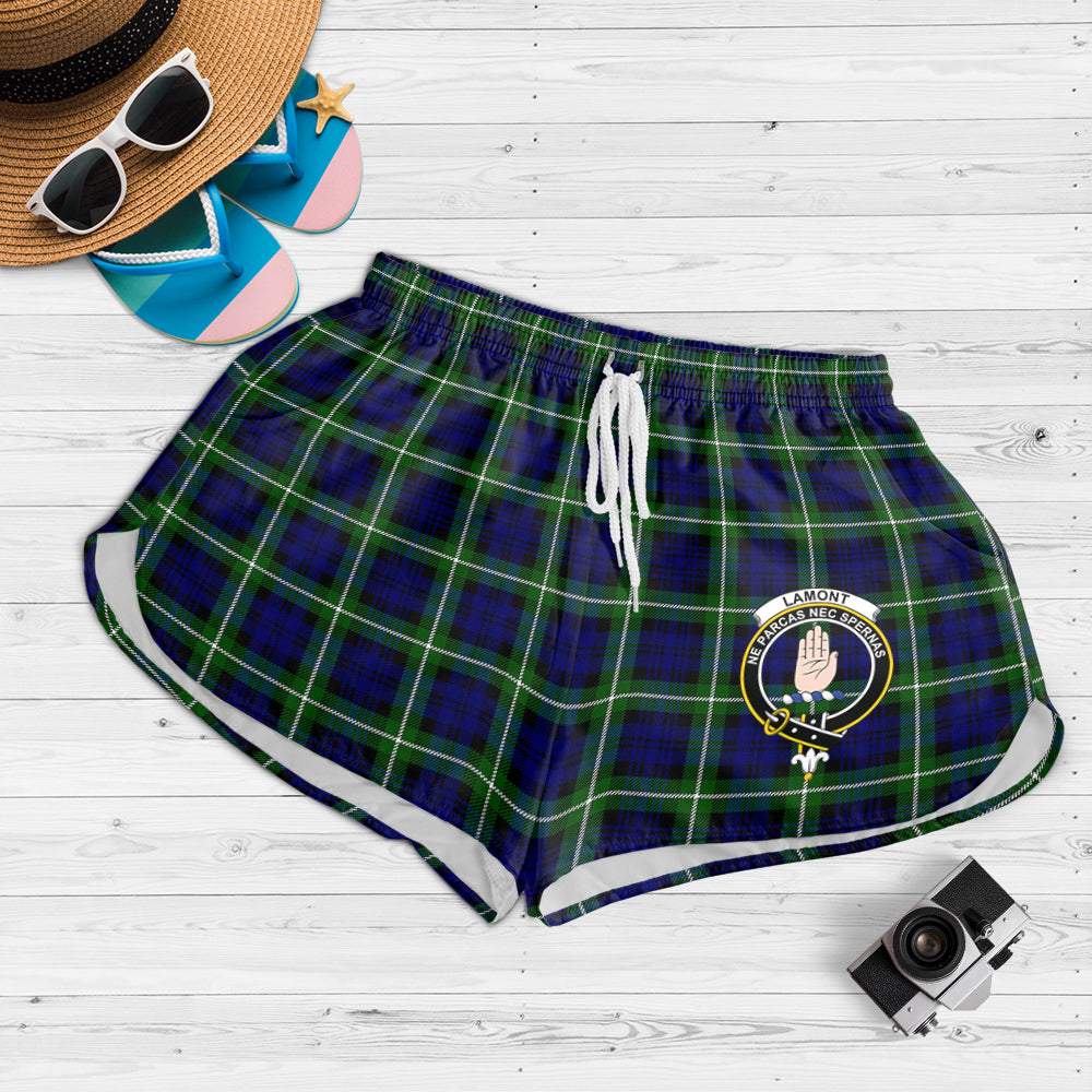 lamont-modern-tartan-womens-shorts-with-family-crest