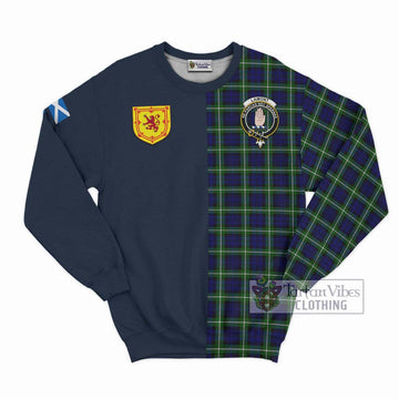 Lamont Modern Tartan Sweatshirt Alba with Scottish Lion Royal Arm Half Style