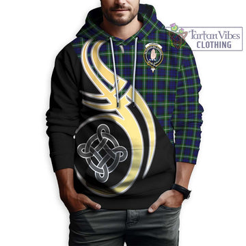 Lamont Modern Tartan Hoodie with Family Crest and Celtic Symbol Style