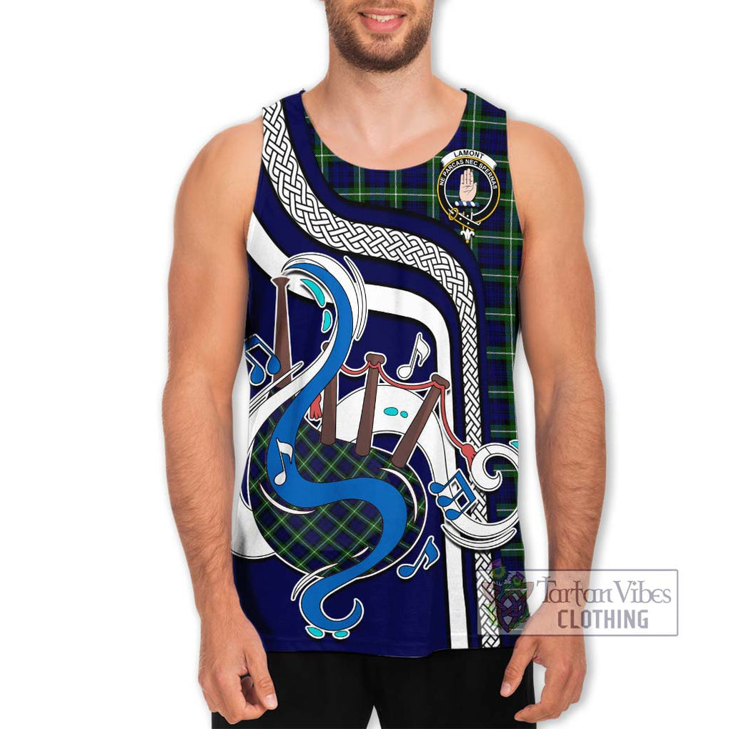 Lamont Modern Tartan Men's Tank Top with Epic Bagpipe Style Men - Tartanvibesclothing Shop