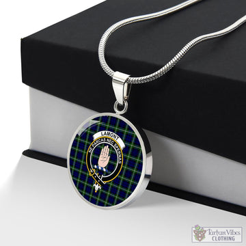 Lamont Modern Tartan Circle Necklace with Family Crest