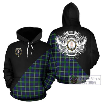 Lamont Modern Tartan Hoodie with Family Crest and Military Logo Style