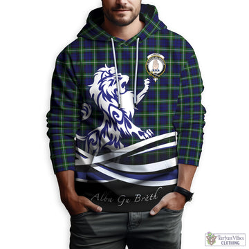 Lamont Modern Tartan Hoodie with Alba Gu Brath Regal Lion Emblem