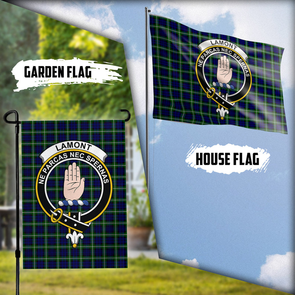 Lamont Modern Tartan Flag with Family Crest Garden Flag (Vertical) - Tartan Vibes Clothing