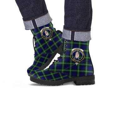 Lamont Modern Tartan Leather Boots with Family Crest