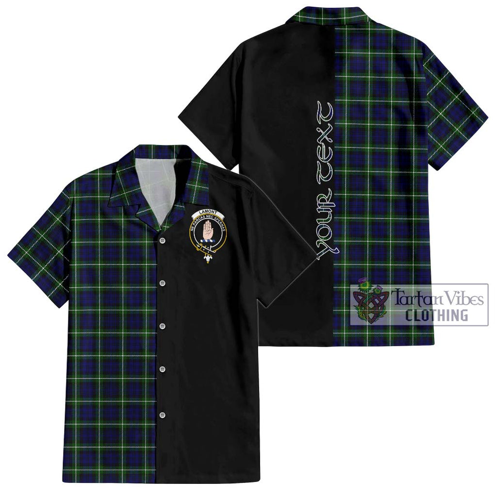 Lamont Modern Tartan Short Sleeve Button Shirt with Family Crest and Half Of Me Style Kid - Tartanvibesclothing Shop