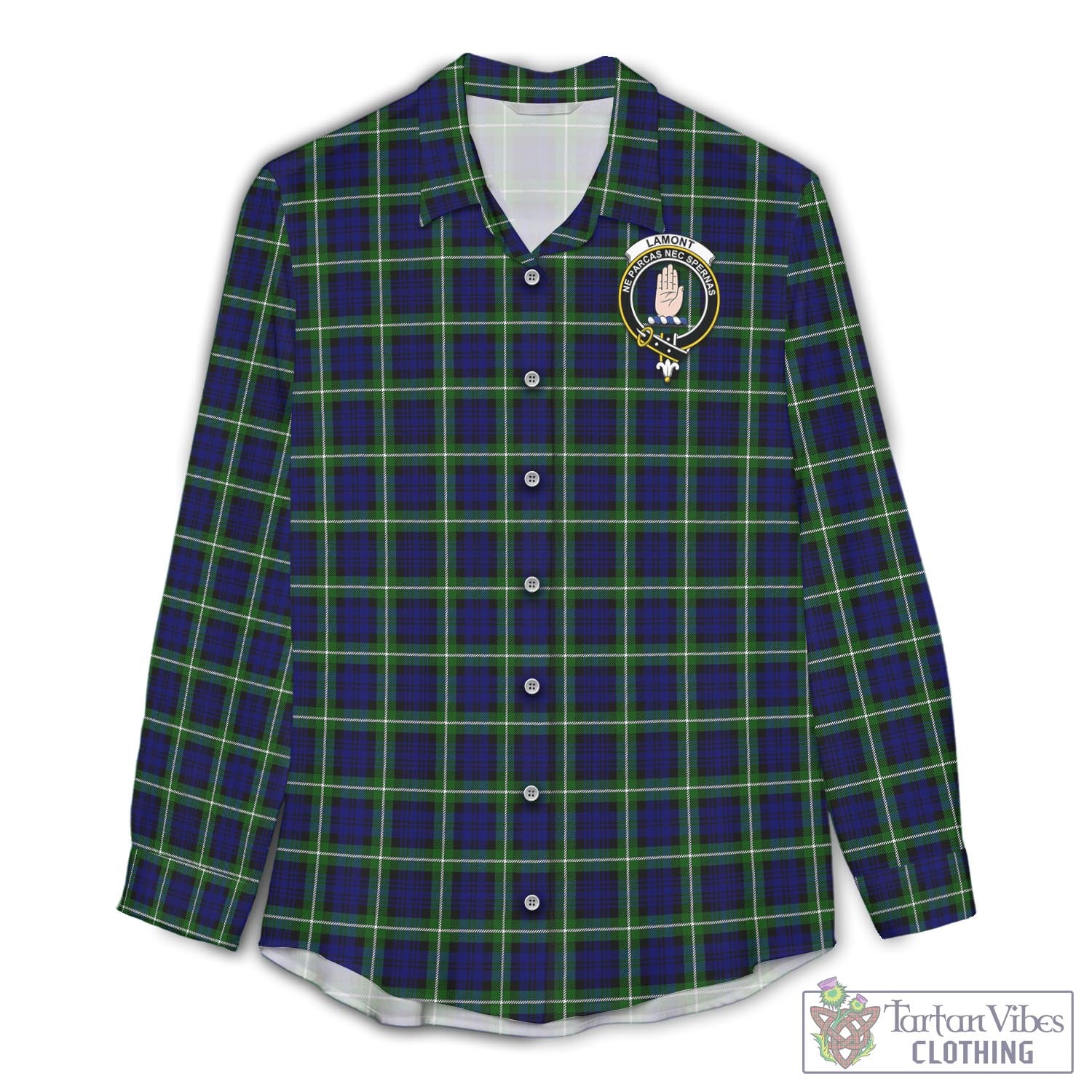 Tartan Vibes Clothing Lamont Modern Tartan Womens Casual Shirt with Family Crest