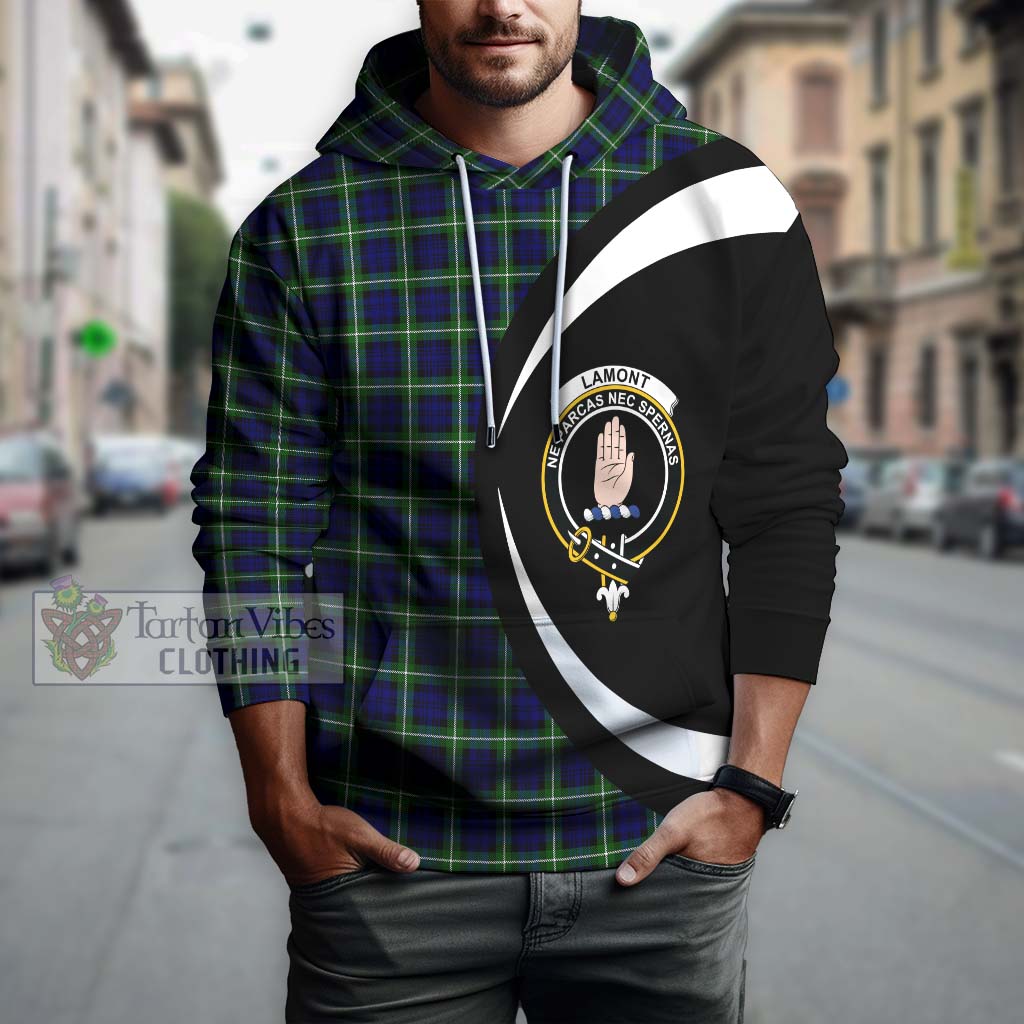 Tartan Vibes Clothing Lamont Modern Tartan Hoodie with Family Crest Circle Style