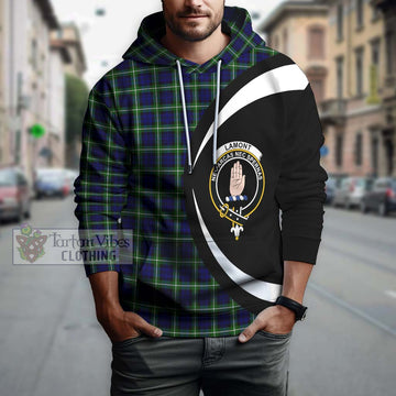 Lamont Modern Tartan Hoodie with Family Crest Circle Style