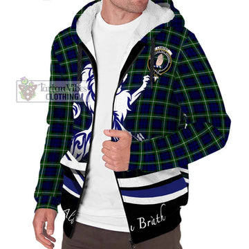 Lamont Modern Tartan Sherpa Hoodie with Alba Gu Brath Regal Lion Emblem