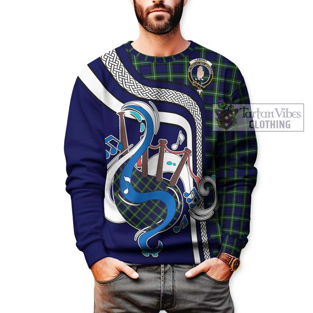 Tartan Vibes Clothing Lamont Modern Tartan Sweatshirt with Epic Bagpipe Style