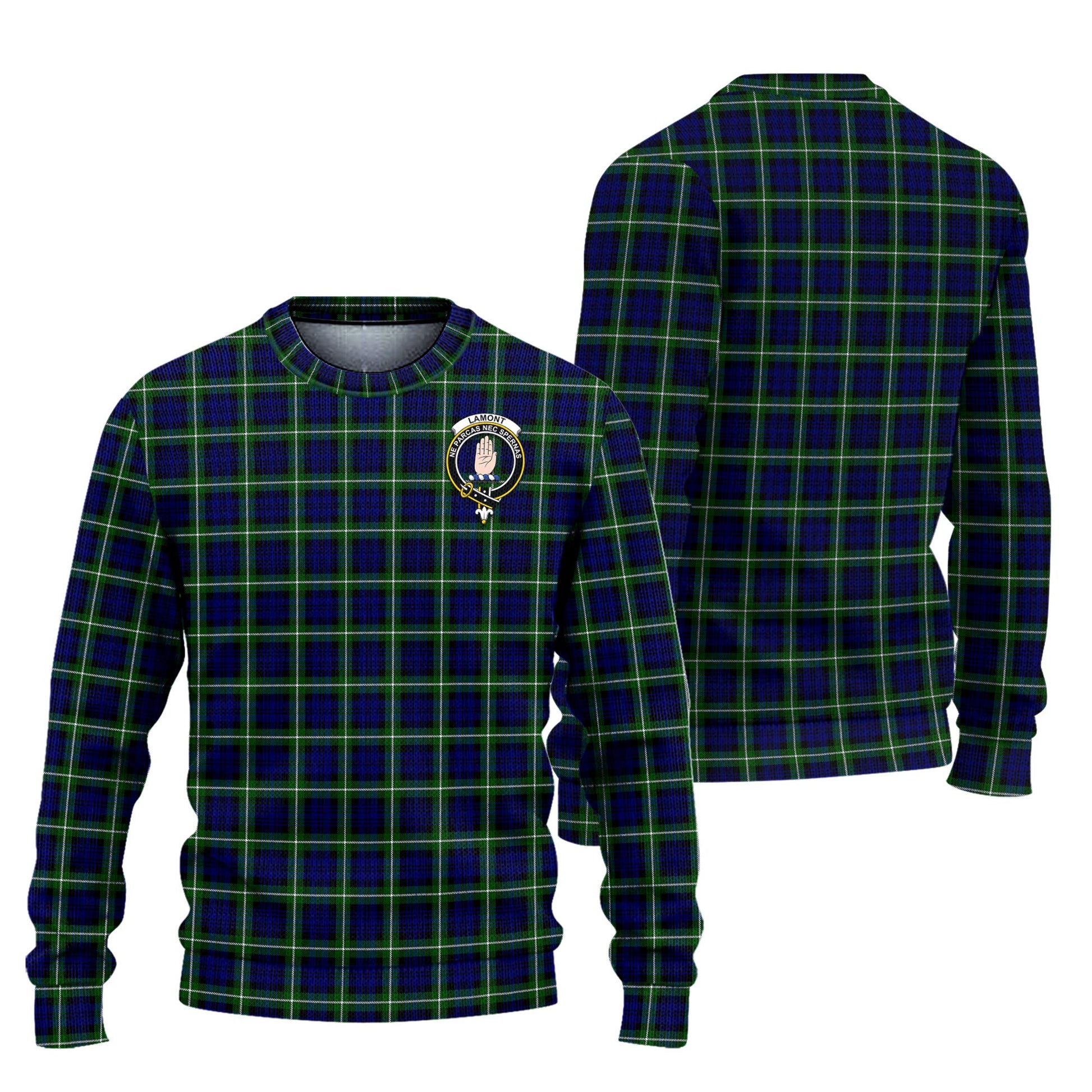 Lamont Modern Tartan Knitted Sweater with Family Crest Unisex - Tartanvibesclothing